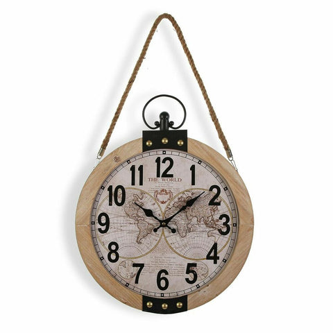 Relógio de Parede Versa Mapamundi 40 x 6,5 x 47 cm Madeira MDF