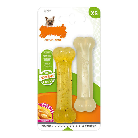 Mordedor para cão Nylabone Moderate Chew Twin Termoplástico Frango XS (2 pcs)