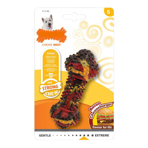 Mordedor para cão Nylabone Strong Chew Bacon Queijo Hambúrguer Borracha Tamanho S