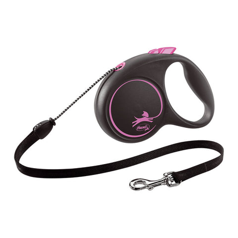 Trela para Cães Flexi BLACK DESIGN 5 m Cor de Rosa Tamanho S