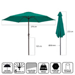 Parasol Monty Alumínio Verde 270 cm