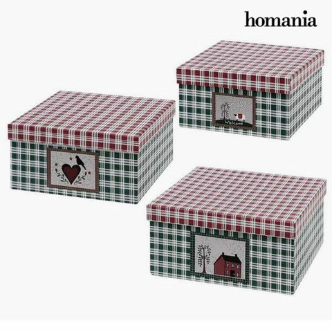 Caixa Decorativa Homania (3 uds) Verde Cartão (3 Peças) (3 Unidades) (1 Unidade)