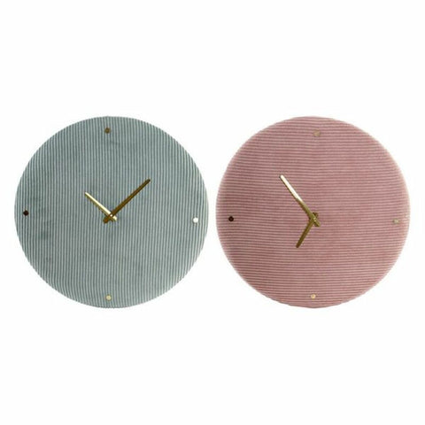 Relógio de Parede DKD Home Decor Verde Cor de Rosa 40,5 x 5,5 x 40,5 cm (2 Unidades)