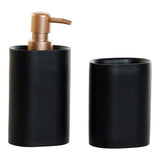 Conjunto de Banho DKD Home Decor Preto Dourado PVC Resina Glam 8,5 x 6 x 18 cm (2 Unidades)