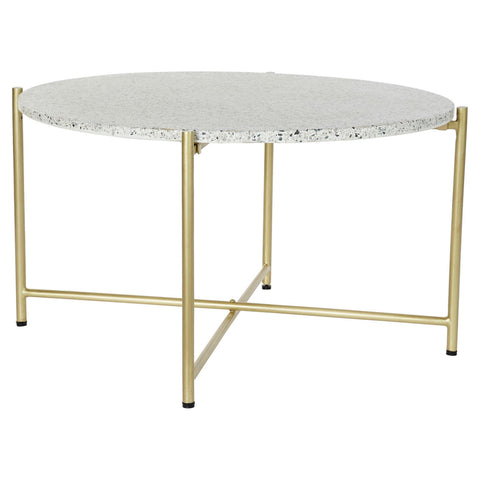 Mesa de apoio DKD Home Decor Branco Pedra Ferro Dourado (81 x 81 x 44 cm)