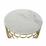 Mesa de apoio DKD Home Decor 81 x 81 x 42 cm Dourado Branco Plástico Mármore Ferro