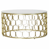 Mesa de apoio DKD Home Decor 81 x 81 x 42 cm Dourado Branco Plástico Mármore Ferro