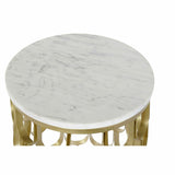 Mesa de apoio DKD Home Decor 30,5 x 30,5 x 50 cm Dourado Branco Plástico Mármore Ferro