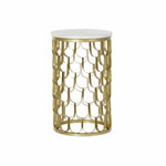 Mesa de apoio DKD Home Decor 30,5 x 30,5 x 50 cm Dourado Branco Plástico Mármore Ferro