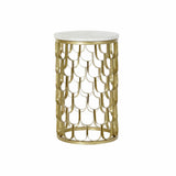 Mesa de apoio DKD Home Decor 30,5 x 30,5 x 50 cm Dourado Branco Plástico Mármore Ferro