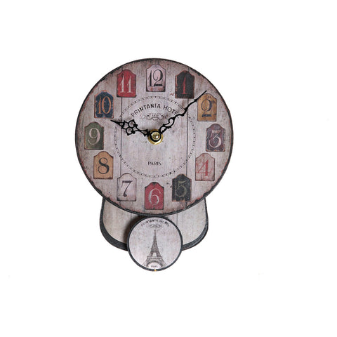 Relógio de Parede DKD Home Decor 8424001800360 Pêndulo Bege Multicolor Ferro Madeira MDF Vintage 14 x 5 x 19 cm