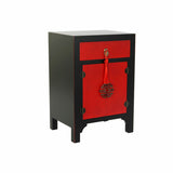 Mesa de Cabeceira DKD Home Decor Preto Vermelho Abeto Madeira MDF 45 x 35 x 66 cm