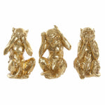 Figura Decorativa DKD Home Decor Dourado Resina Colonial Macaco 13 x 11 x 19,5 cm (3 Peças)