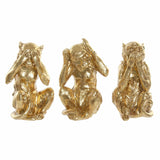 Figura Decorativa DKD Home Decor Dourado Resina Colonial Macaco 13 x 11 x 19,5 cm (3 Peças)