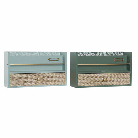 Organizador Multiusos DKD Home Decor LD-181379 Verde Polipropileno Madeira MDF 30 x 9 x 17 cm (2 Unidades)