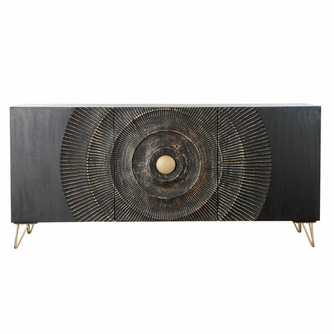 Aparador DKD Home Decor Preto Multicolor Dourado Metal Madeira de mangueira 160 x 45 x 75 cm