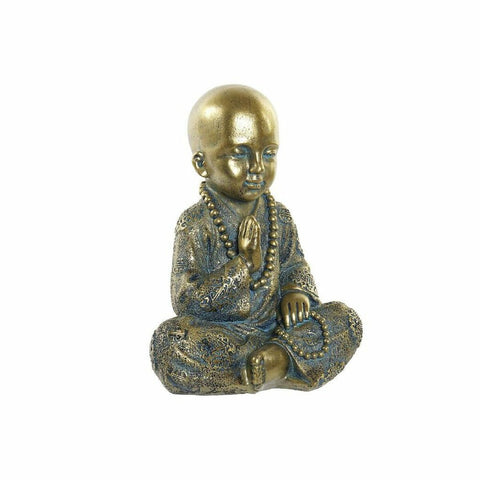 Figura Decorativa DKD Home Decor Azul Multicolor Dourado Monge Oriental 17 x 13,6 x 21,8 cm