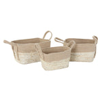 Conjunto de Cestos DKD Home Decor Creme Natural Juta Jute Fibra natural 40 x 28 x 23 cm (3 Peças)