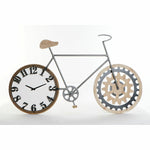 Relógio de Parede DKD Home Decor 108 x 6,4 x 63,5 cm Natural Preto Bicicleta Metal Madeira MDF