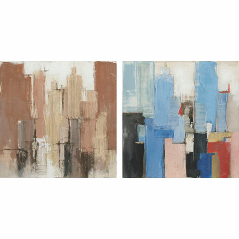 Pintura DKD Home Decor 100 x 2,4 x 100 cm Abstrato Moderno (2 Unidades)