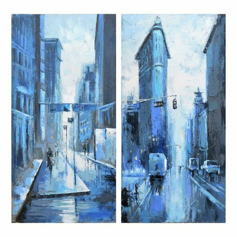 Pintura DKD Home Decor Cidade 60 x 3 x 120 cm Loft (2 Unidades)