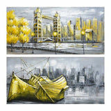 Pintura DKD Home Decor Cidade 120 x 3 x 60 cm Loft (2 Unidades)