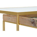 Conjunto de 2 mesas DKD Home Decor Dourado Natural Madeira Metal Cristal 90 x 60 x 45 cm