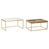 Conjunto de 2 mesas DKD Home Decor Dourado Natural Madeira Metal Cristal 90 x 60 x 45 cm