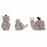 Figura Decorativa DKD Home Decor Verde Cor de Rosa Natural animais Shabby Chic 20,5 x 10 x 17 cm (3 Peças)