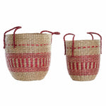 Conjunto de Cestas DKD Home Decor Natural Vermelho Zostera marina (2 pcs) (34 x 34 x 40 cm)