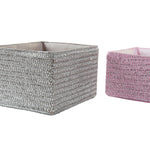 Conjunto de Cestas DKD Home Decor 30 x 23 x 18 cm Prateado Cinzento Cor de Rosa Polipropileno