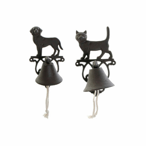 Sino DKD Home Decor Gato Cão Castanho Catanho escuro Corda Ferro 14 x 15 x 24 cm (2 Unidades)