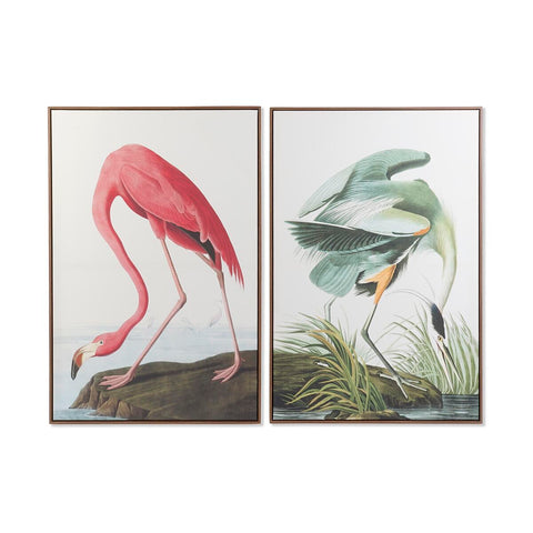 Pintura DKD Home Decor 80 x 4 x 120 cm Oriental Pássaros (2 Unidades)