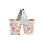 Plantador DKD Home Decor Cor de Rosa Metal Shabby Chic 24 x 12 x 23 cm