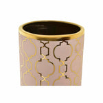 Vaso DKD Home Decor 13,5 x 13,5 x 36 cm Porcelana Cor de Rosa Dourado Oriental Cromado