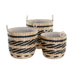 Conjunto de Cestas DKD Home Decor Poliéster Colonial Fibra (38 x 38 x 36 cm)