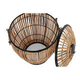 Conjunto de Cestos DKD Home Decor Preto Natural Metal Rotim 48 x 48 x 55 cm (2 Unidades)