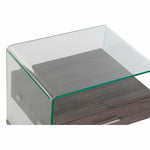 Mesa de Cabeceira DKD Home Decor Cinzento Catanho escuro Cristal Madeira MDF 50 x 40 x 45,5 cm