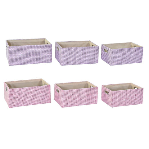 Conjunto de Cestas DKD Home Decor 40,5 x 27,5 x 18 cm Poliéster (2 Unidades)