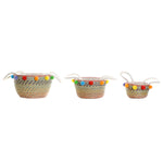 Conjunto de Cestas DKD Home Decor Poliéster Pompons (57 x 45 x 42,5 cm)