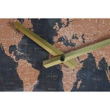 Relógio de Parede DKD Home Decor 46 x 6,5 x 46 cm Cristal Prateado Preto Dourado Castanho Ferro Mapa do Mundo (2 Unidades)