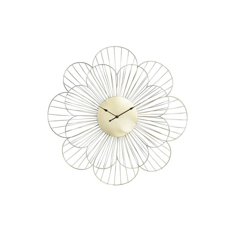 Relógio de Parede DKD Home Decor Flor Dourado Metal (57 x 4 x 57 cm)