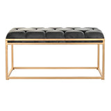 Banqueta DKD Home Decor   Dourado Cinzento escuro Poliéster Metal 100 x 40 x 50 cm