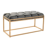 Banqueta DKD Home Decor   Dourado Cinzento escuro Poliéster Metal 100 x 40 x 50 cm