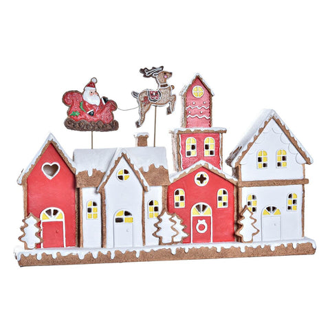 Adorno Natalício DKD Home Decor Casa Branco Vermelho Resina 41 x 7,5 x 27 cm