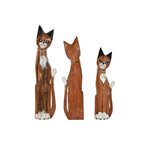 Figura Decorativa DKD Home Decor Branco Castanho Gatos 21 x 7 x 80 cm 17 x 6 x 80 cm