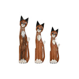 Figura Decorativa DKD Home Decor Branco Castanho Gatos 21 x 7 x 80 cm 17 x 6 x 80 cm