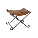 Banco de Pé-de-cama DKD Home Decor Preto Metal Castanho Pele (53 x 45 x 44 cm)