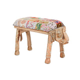 Banqueta DKD Home Decor Elefante Multicolor Madeira de mangueira 65 x 31,7 x 38 cm