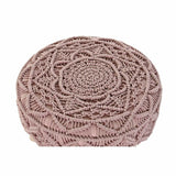 Repousa pés DKD Home Decor Natural Rosa Claro Madeira Boho Macramé 53 x 53 x 31 cm